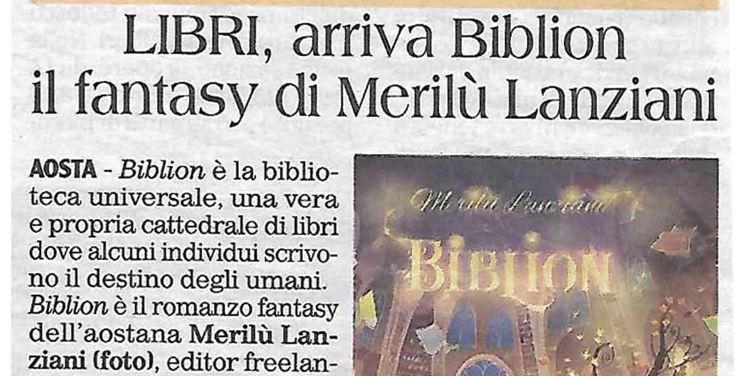 LIBRI, arriva Biblion il fantasy di Merilù Lanziani